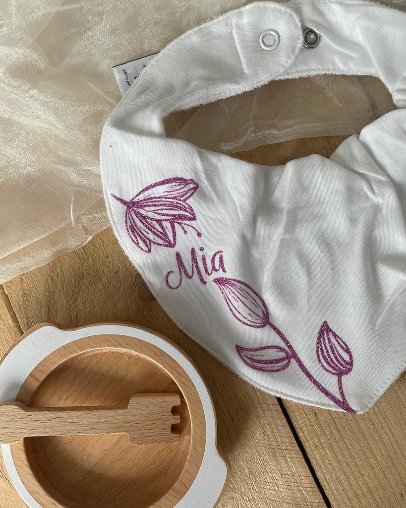 Bavoir personnalisable - "Fleurs Poétique"