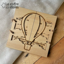 Faire-Part de Naissance en Bois - Montgolfière dans les Nuages