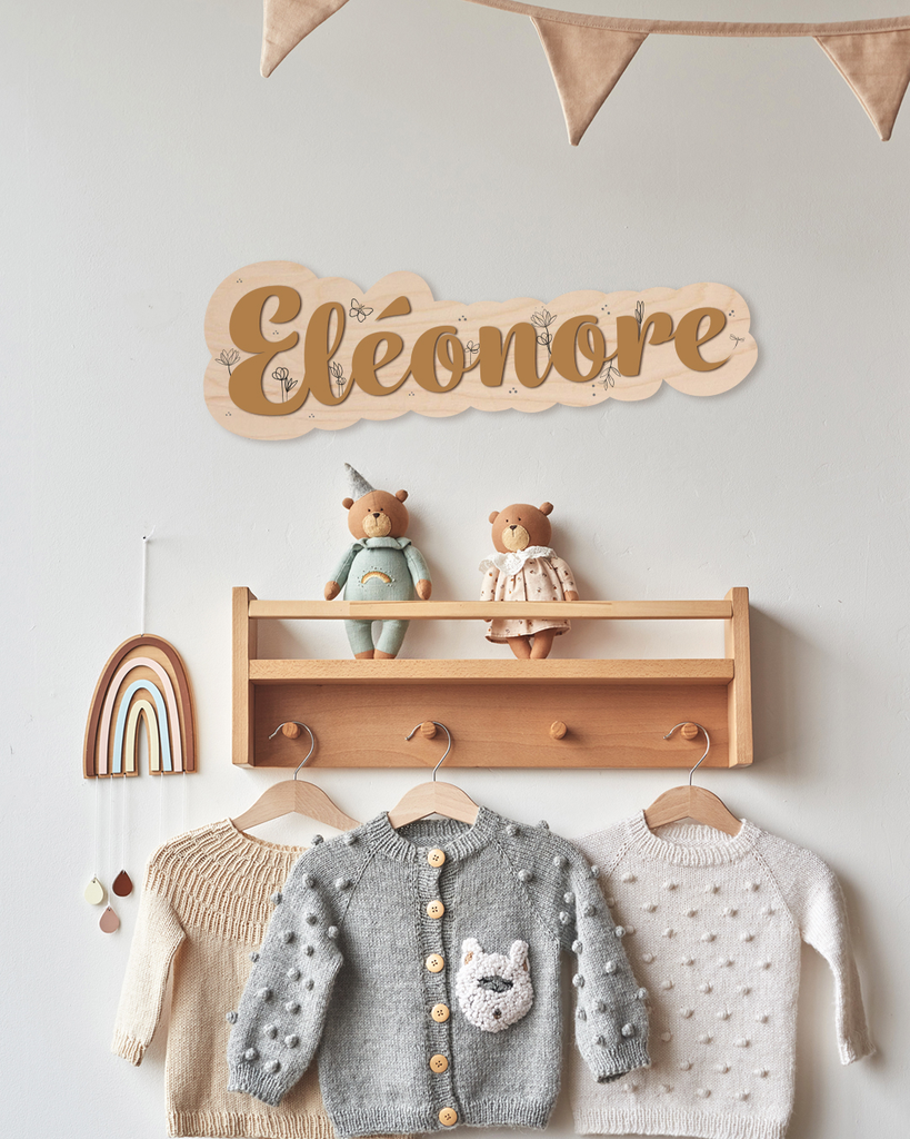 Prénom en bois personnalisé – Décoration murale enfant unique et sur-mesure (Blanc)