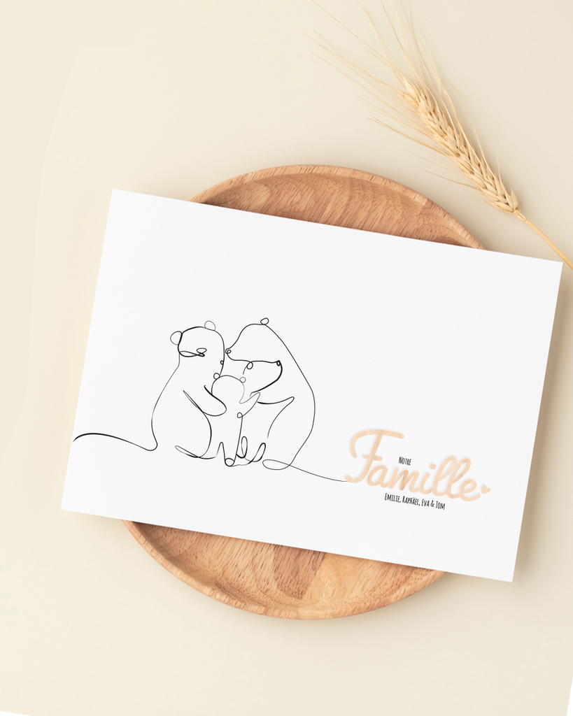 Cadre fête des pères - famille d'ours