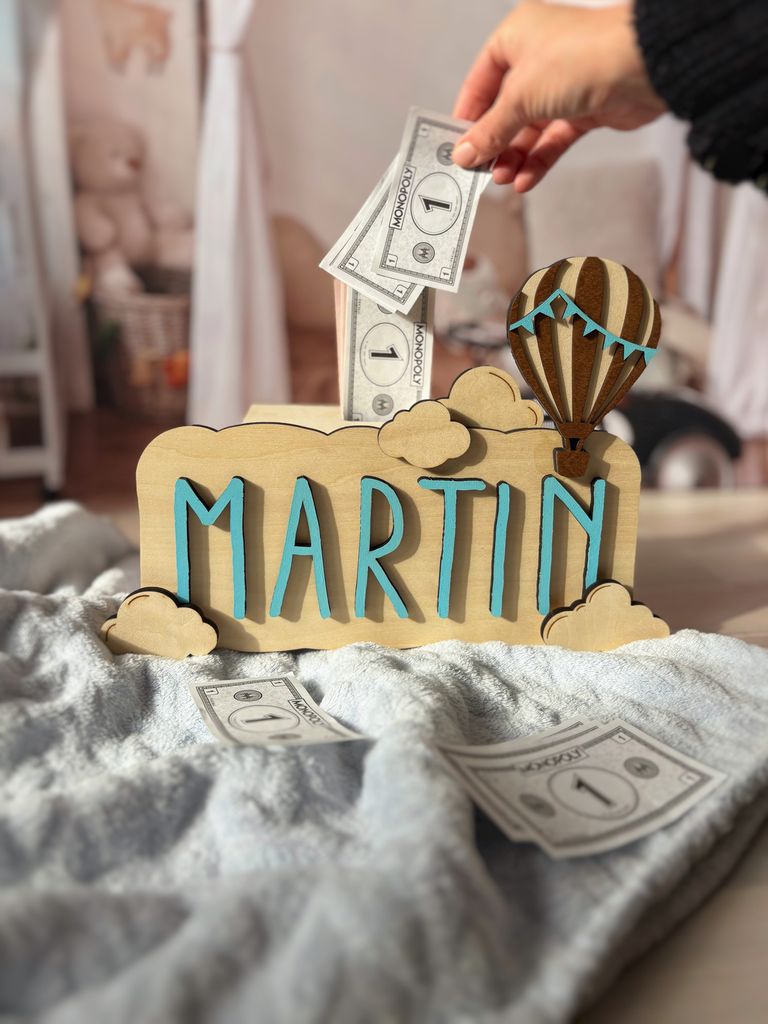 Tirelire personnalisée en bois avec prénom - Sur mesure