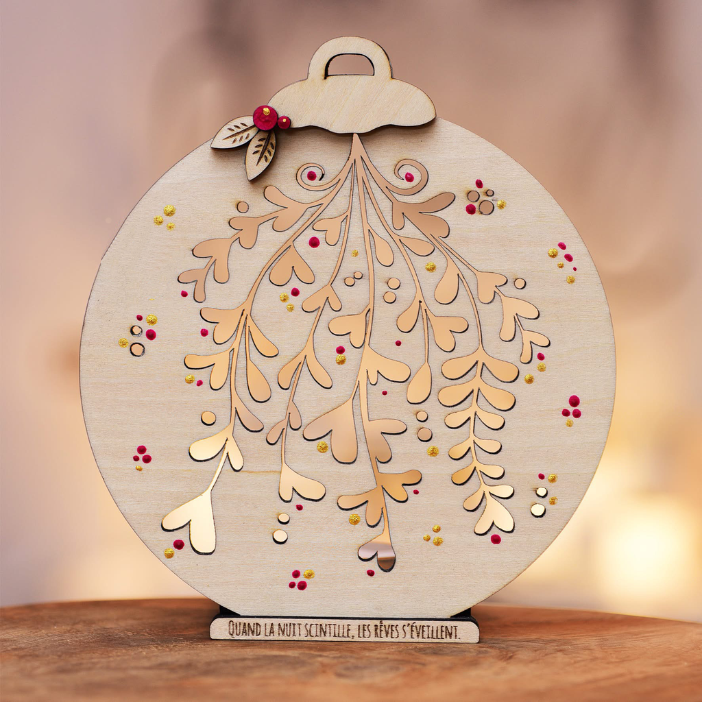 DESTOCKAGE - Photophore en bois pour Noël