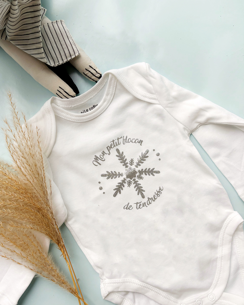 Body bébé “Mon petit flocon de tendresse” – Body naissance hiver