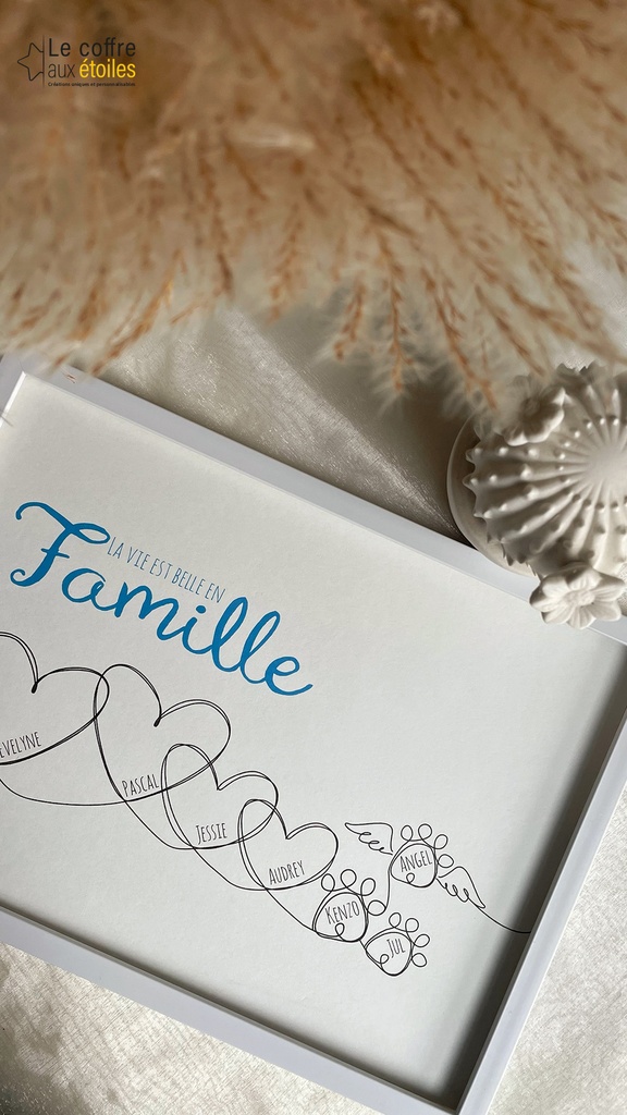 Décoration Murale "La Vie est Belle en Famille" (A4 (210x29cm), Sans cadre, Non)