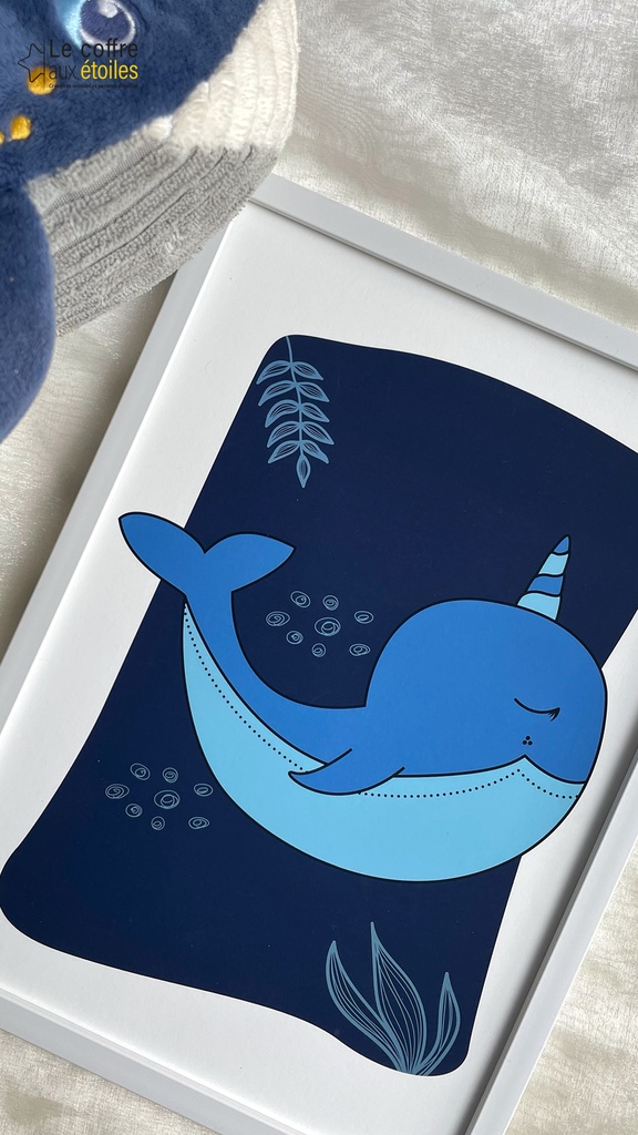 DESTOCKAGE - Décoration illustration Bébé Narval Bleu