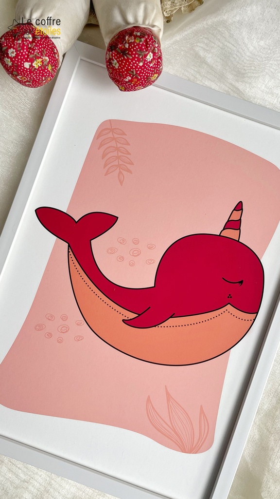 DESTOCKAGE - Illustration Narval Corail – "Petit Moussaillon des Mers"