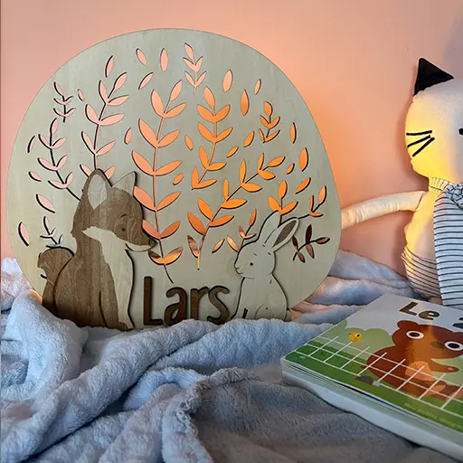 Veilleuse forêt – Renard & Lapin (Je ne souhaite pas personnaliser l'article)