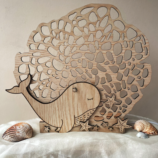 Veilleuse Murale ou à poser  Baleine en Bois – Dentelle de Mer Personnalisable