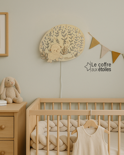 Veilleuse murale personnalisable – Mouton & feuillage
