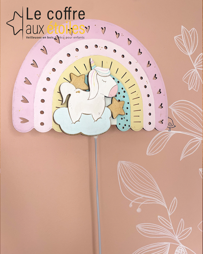Veilleuse murale personnalisable – Licorne & Arc en ciel 