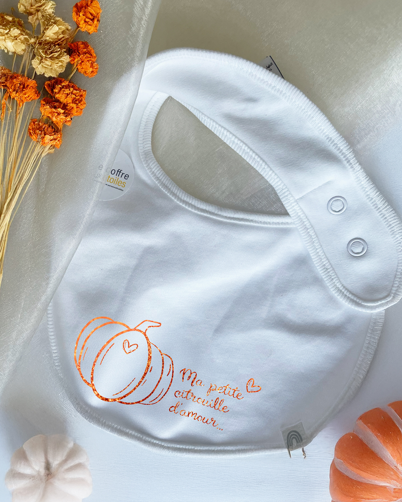 Bavoir Halloween personnalisable - "Ma citrouille d'amour"